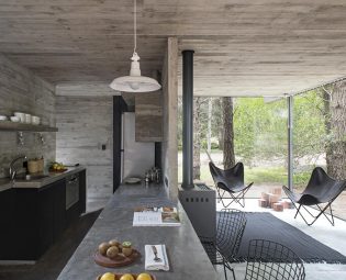 Concrete kitchen in Argentina with lots of light