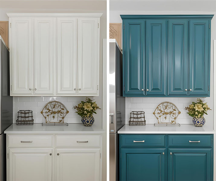 Painted kitchen cabinets to give them a revamp.