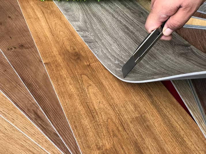 Various styles and colors of vinyl floors.