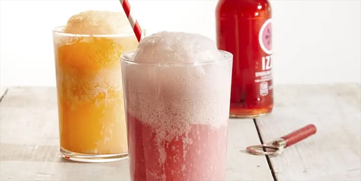 Non Alcoholic Fizzy Fruity Float - Izze soda floats in multiple flavors.