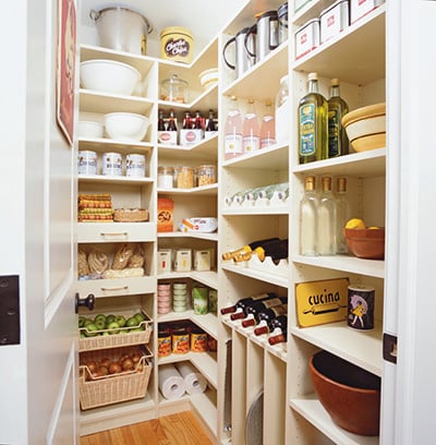 kitchen cupboard with food
