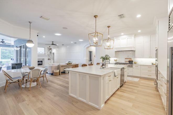 Shaker Blanco kitchen cabinets in a finished kitchen